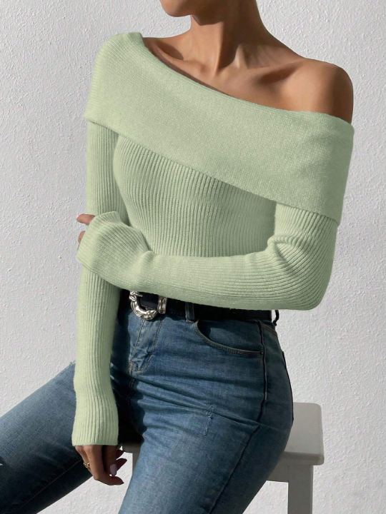 Priv Ladies' Sexy Versatile Solid Sweater