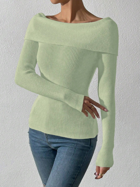 Priv Ladies' Sexy Versatile Solid Sweater