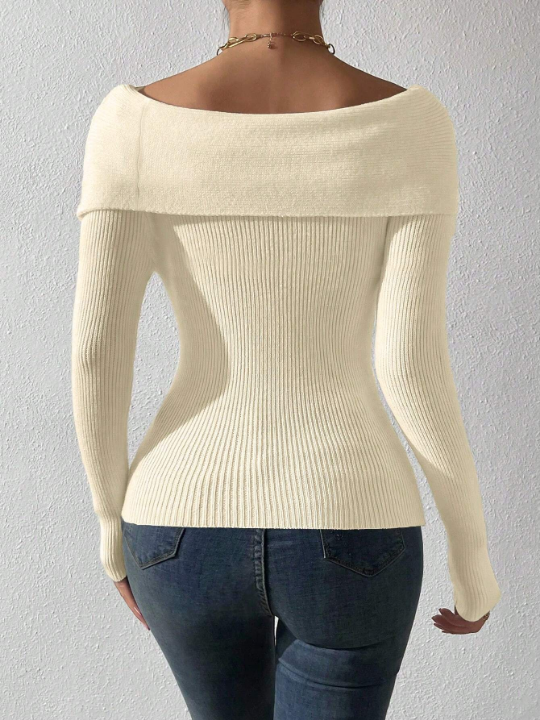 Priv Ladies' Sexy Solid Color Sweater, Versatile Style