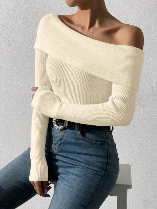 Priv Ladies' Sexy Solid Color Sweater, Versatile Style