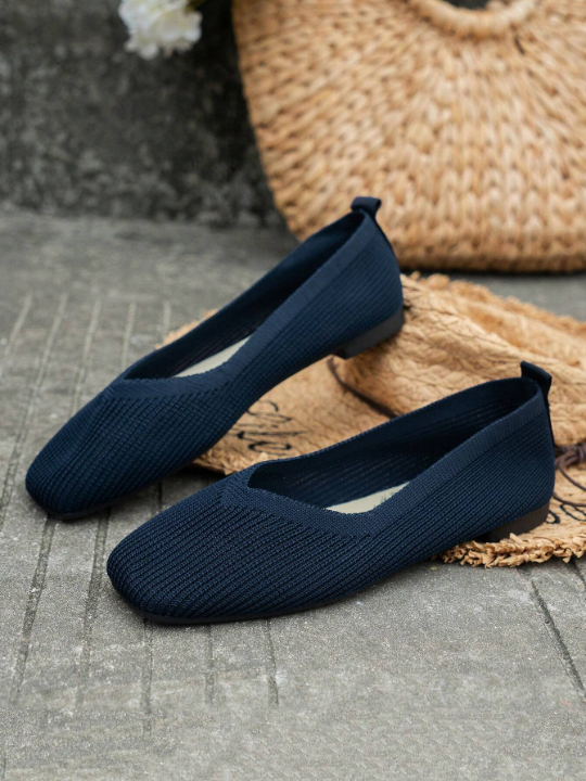 Ladies' Breathable Hollow Out Anti-slip Flat Ballet Shoes For Outdoor, Fashionable Colorblock Loafers For Ballet Dancing