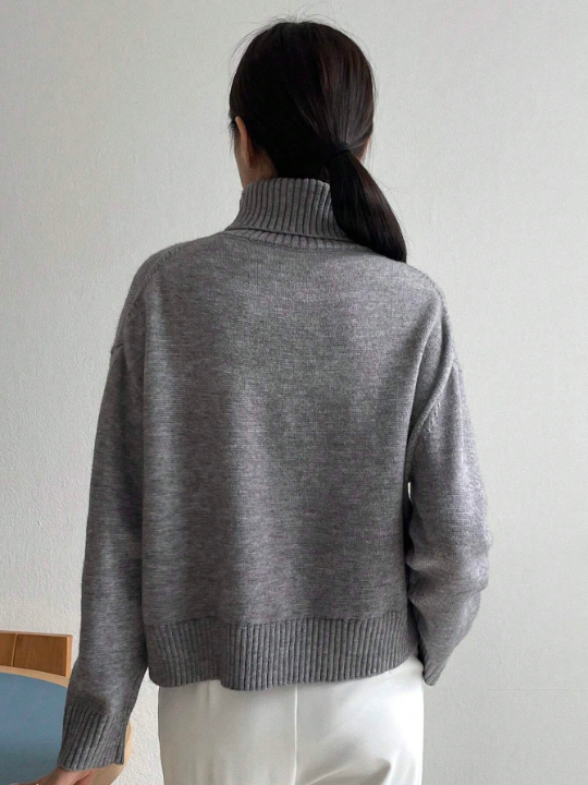 DAZY High Neck Drop Shoulder Sweater Pullover