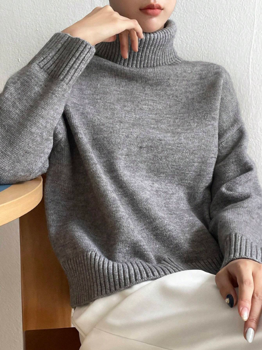 DAZY High Neck Drop Shoulder Sweater Pullover