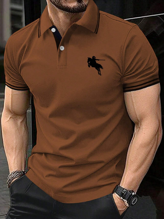 Manfinity Men's Horse And Figure Printed Polo Shirt