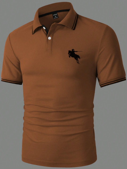 Manfinity Men's Horse And Figure Printed Polo Shirt