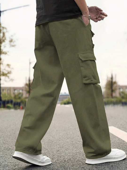 Men Flap Pocket Side Cargo Pants