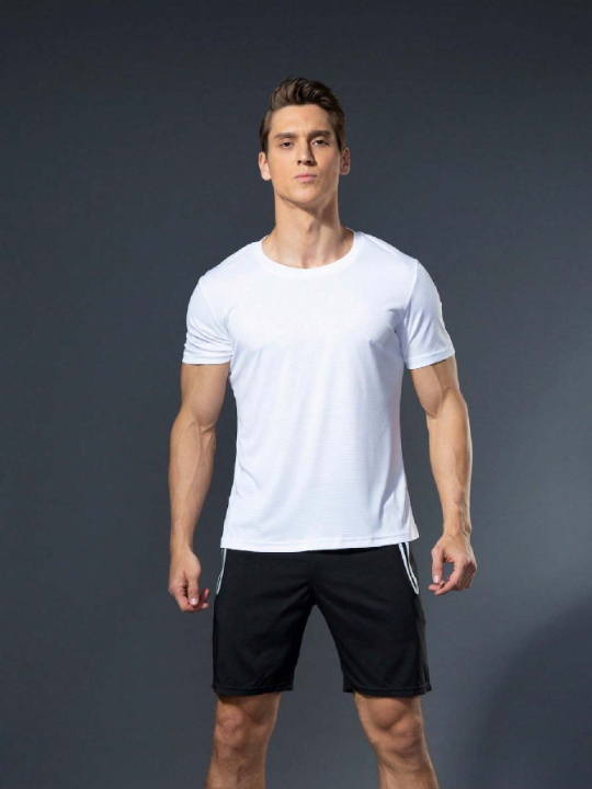 5pcs/Set Men's Sports T-Shirts, Running Quick-Dry Short Sleeve Tops, Loose Breathable Fitness Wear, Outdoor Athletic Clothes Gym Clothes Men Basic T Shirt