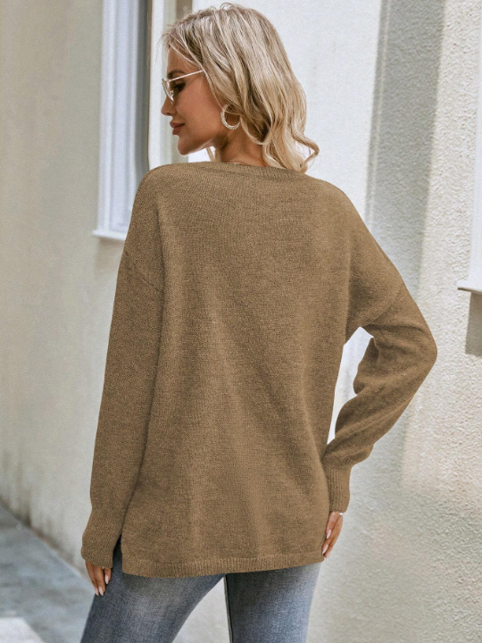 LUNE V-neck Loose Fit Drop Shoulder Sweater