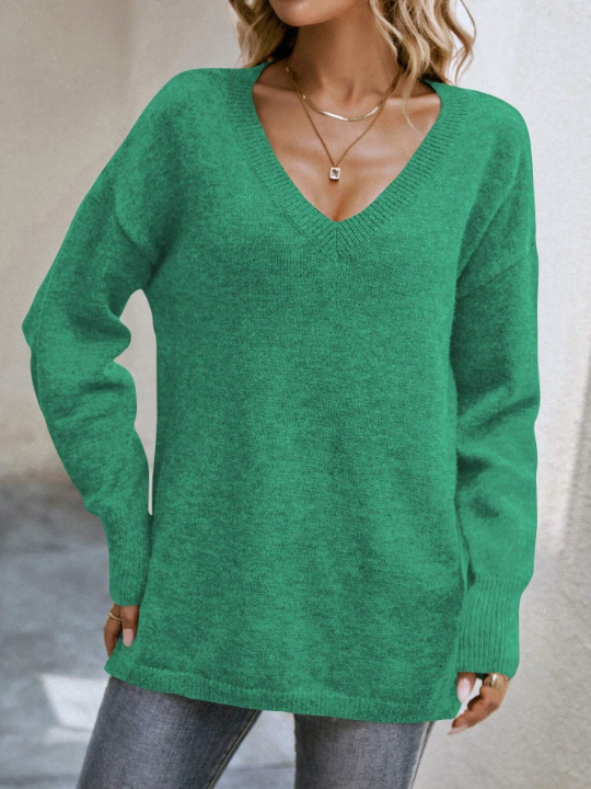 LUNE V-neck Drop Shoulder Sweater Pullover