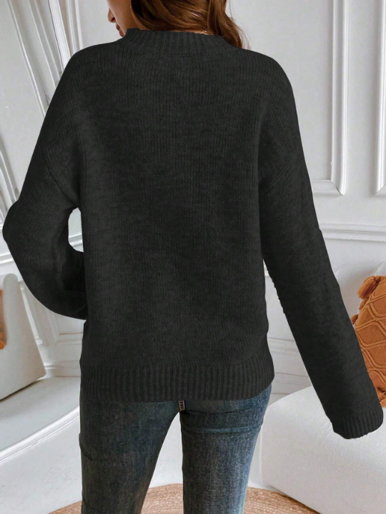 Essnce Women's Drop Shoulder Round Neck Sweater