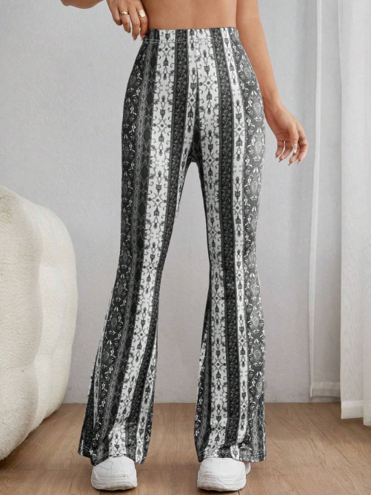 PETITE Graphic Print Flare Leg Spring Women Pants