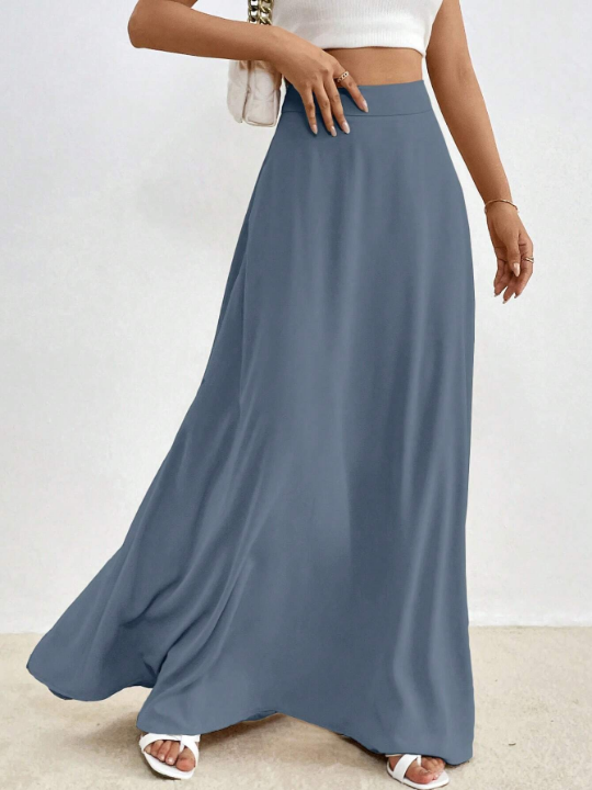 Essnce High Waist Solid Color Maxi Skirt For Women