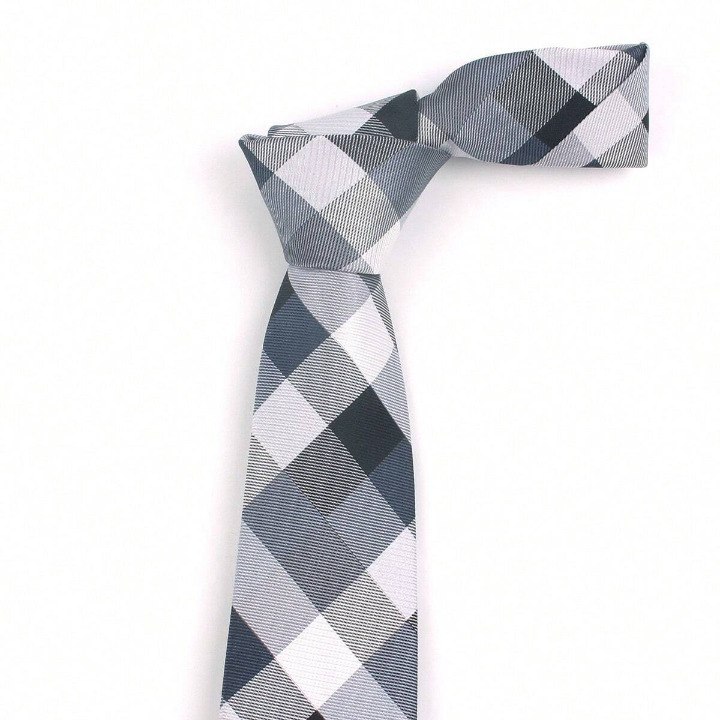 New Jacquard Woven Neck Tie For Men Classic Check Ties Fashion Polyester Mens Necktie For Wedding Business Suit Plaid Tie