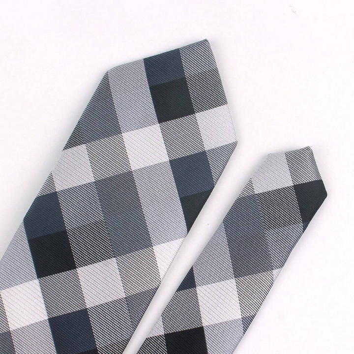 New Jacquard Woven Neck Tie For Men Classic Check Ties Fashion Polyester Mens Necktie For Wedding Business Suit Plaid Tie