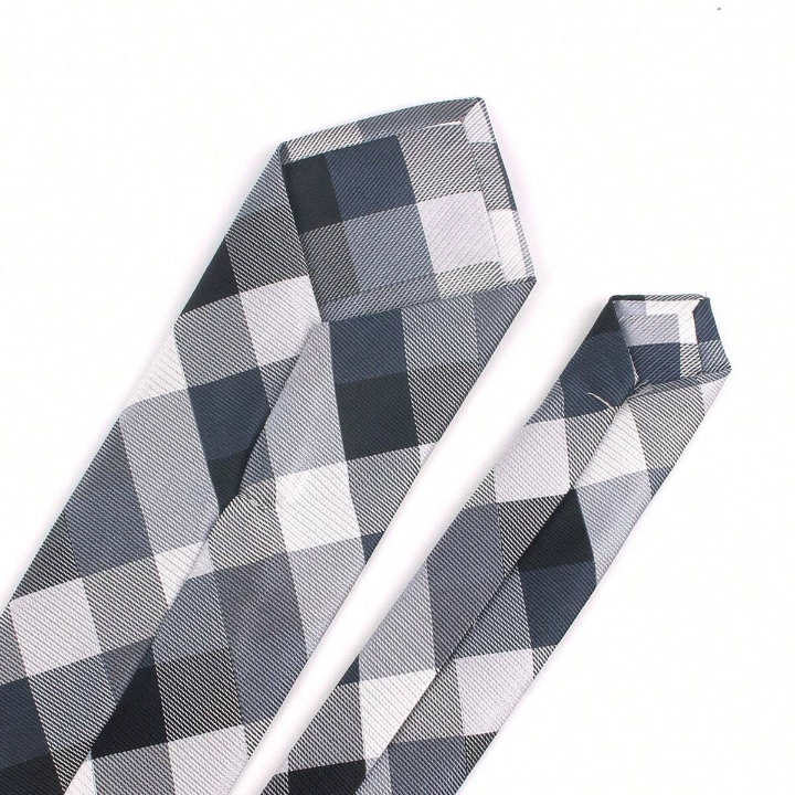 New Jacquard Woven Neck Tie For Men Classic Check Ties Fashion Polyester Mens Necktie For Wedding Business Suit Plaid Tie