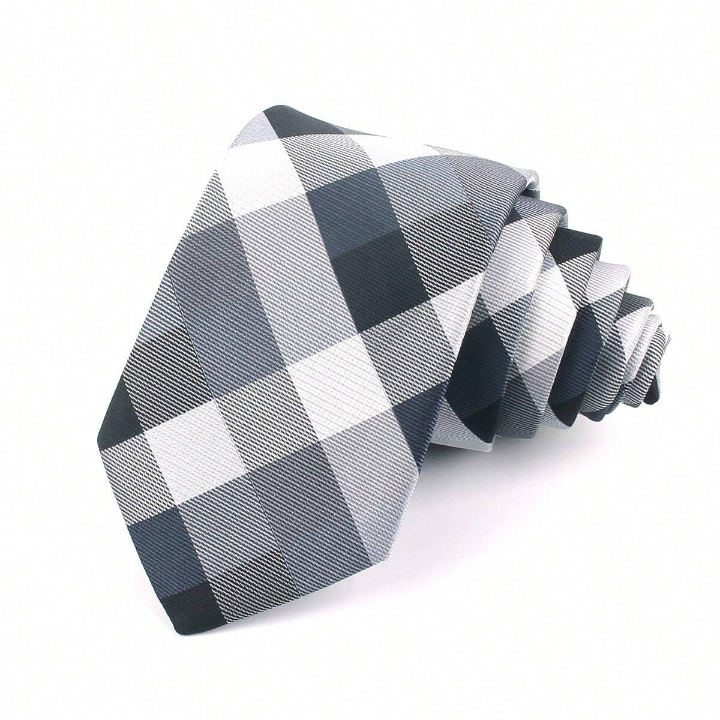 New Jacquard Woven Neck Tie For Men Classic Check Ties Fashion Polyester Mens Necktie For Wedding Business Suit Plaid Tie