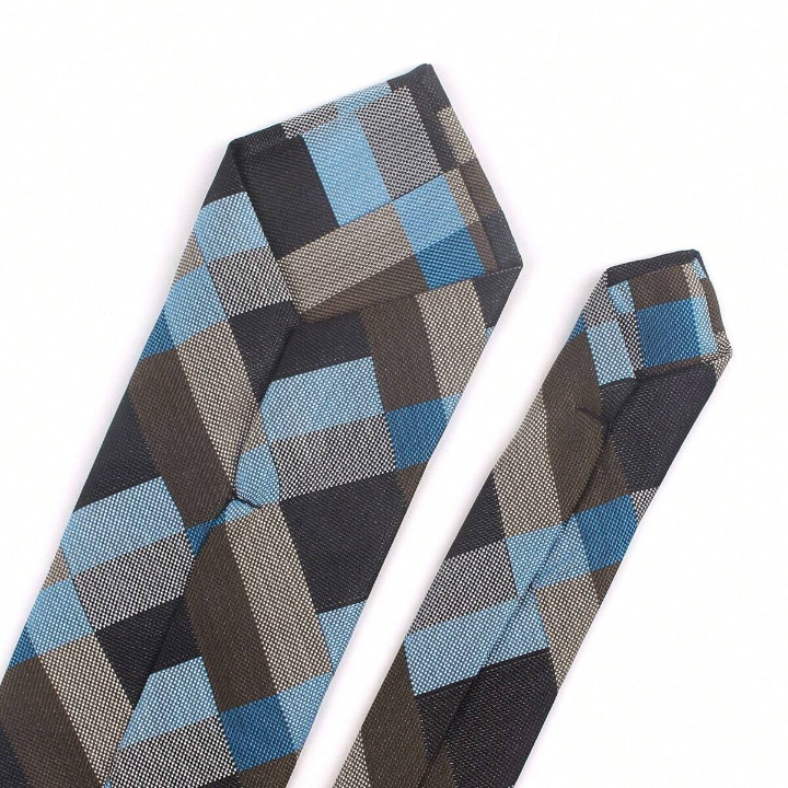 New Jacquard Woven Neck Tie For Men Classic Check Ties Fashion Polyester Mens Necktie For Wedding Business Suit Plaid Tie