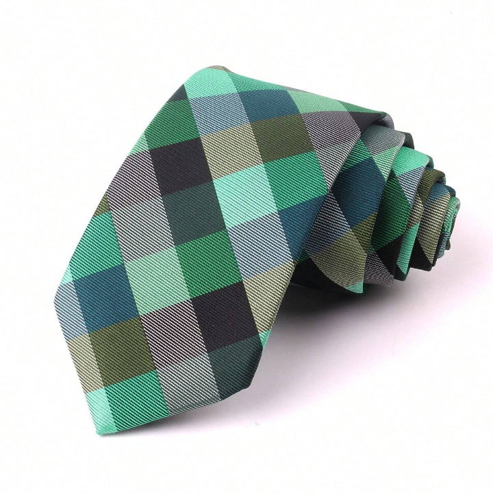 New Jacquard Woven Neck Tie For Men Classic Check Ties Fashion Polyester Mens Necktie For Wedding Business Suit Plaid Tie