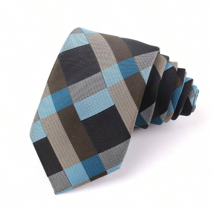 New Jacquard Woven Neck Tie For Men Classic Check Ties Fashion Polyester Mens Necktie For Wedding Business Suit Plaid Tie