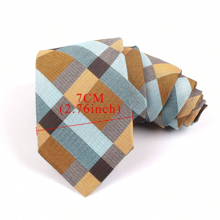 New Jacquard Woven Neck Tie For Men Classic Check Ties Fashion Polyester Mens Necktie For Wedding Business Suit Plaid Tie