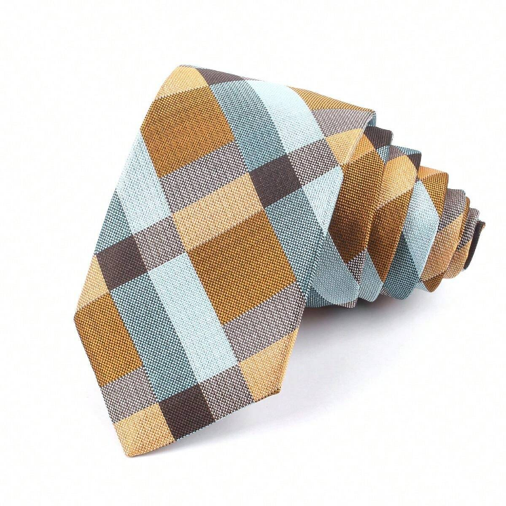 New Jacquard Woven Neck Tie For Men Classic Check Ties Fashion Polyester Mens Necktie For Wedding Business Suit Plaid Tie