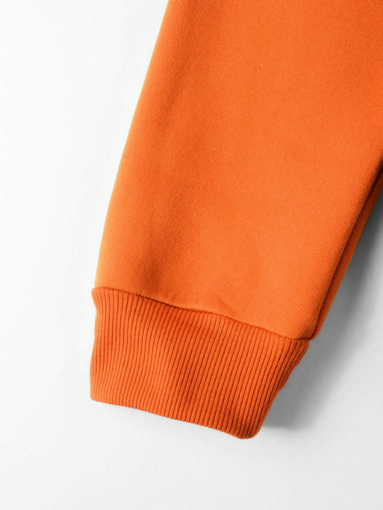 Manfinity Homme Men's Letter Printed Kangaroo Pocket Drawstring Hooded Sweatshirt