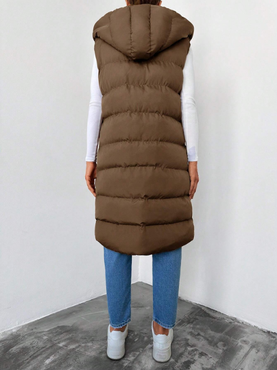 Zip Up Hooded Vest Puffer Coat