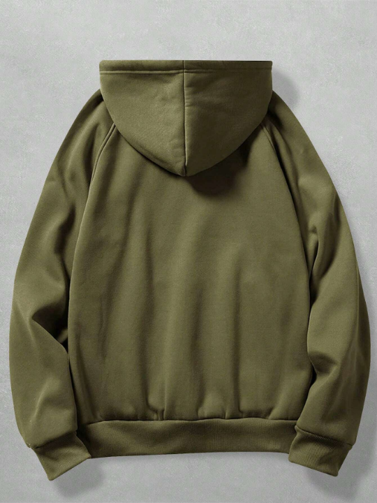 ROMWE Men Kangaroo Pocket Drawstring Thermal Hoodie