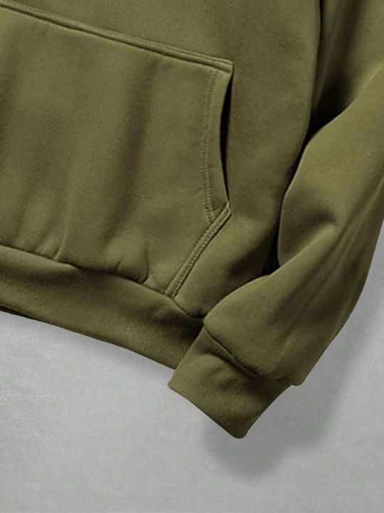 ROMWE Men Kangaroo Pocket Drawstring Thermal Hoodie