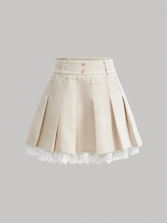 MOD Women's Lace Patchwork Pleated Skirt