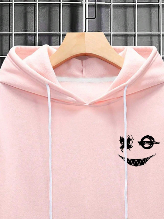 Manfinity EMRG Men's Fashionable Casual Smiling Face Design Hoodie