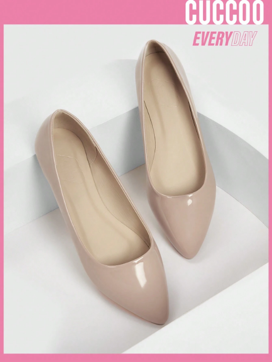 Cuccoo Everyday Collection Women Shoes Minimalist Fashion Point Toe Flats Elegant Beige Summer Ballet Shoes