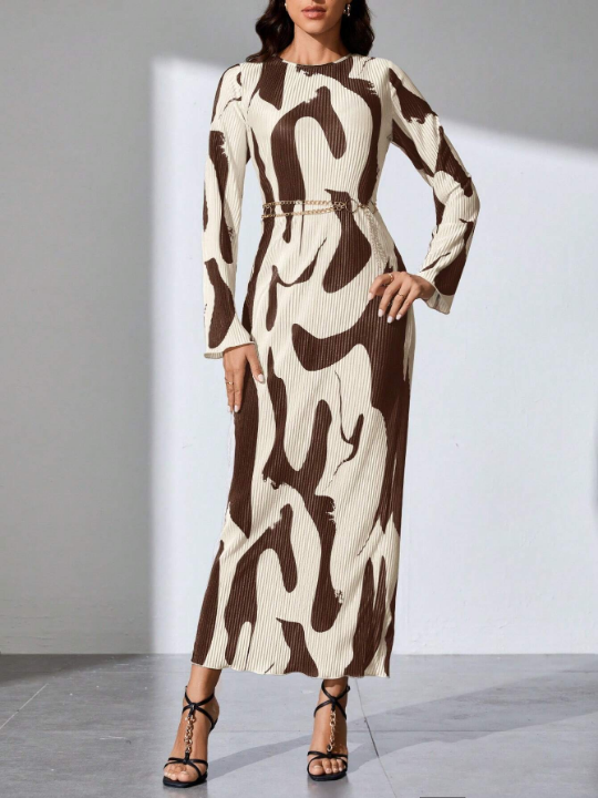 Tall Ladies' Long Sleeve Printed Dress