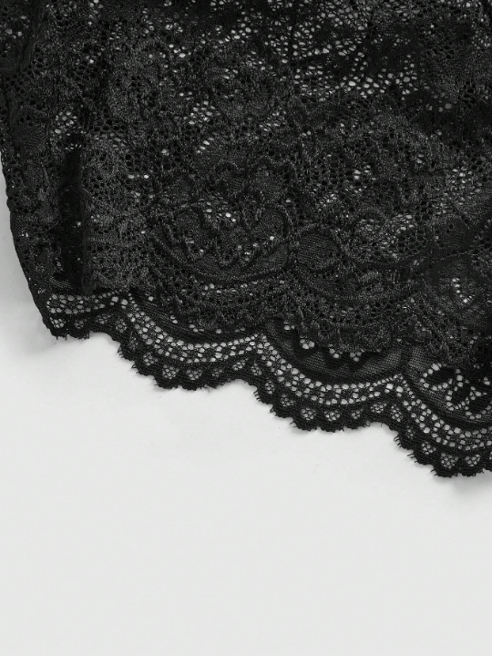 Sweetness Women's Sexy Deep V-neck Lace Bodysuit