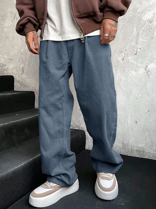 Manfinity Homme Loose-Fitting Men's Casual Straight-Leg Long Pants