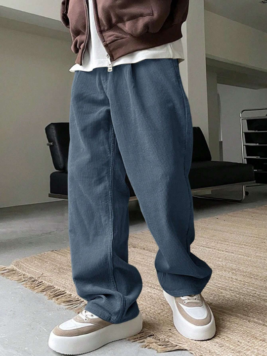 Manfinity Homme Loose-Fitting Men's Casual Straight-Leg Long Pants