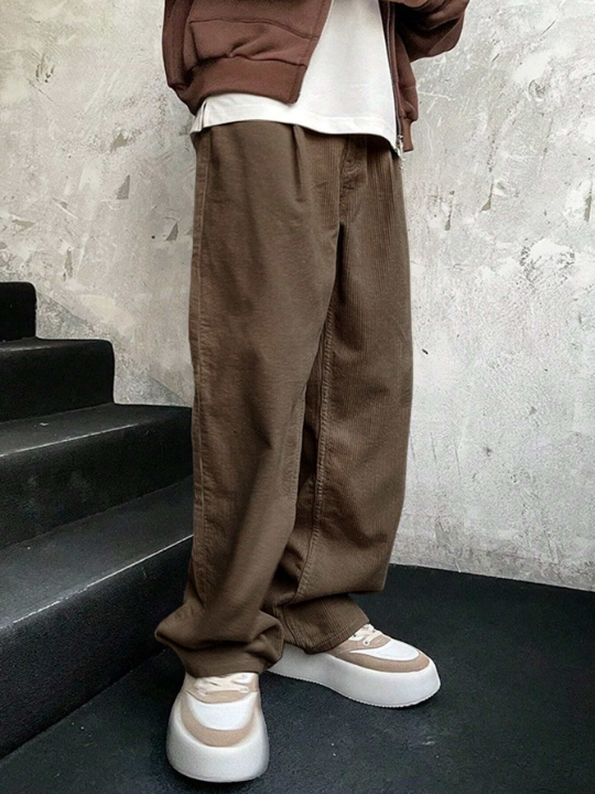 Manfinity Homme Relaxed Fit Men's Casual Straight Leg Long Pants