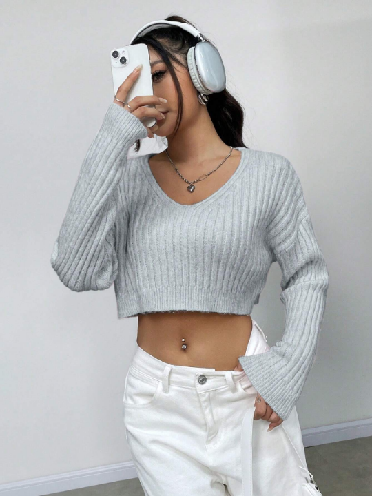 Women'S Drop Shoulder Ribbed Sweater