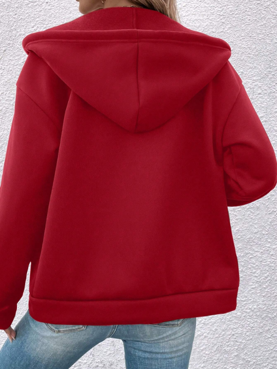 Frenchy Red Drawstring Hooded Jacket