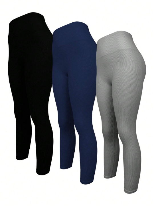 Yoga Basic Solid Color Seamless High Waist Workout Leggings