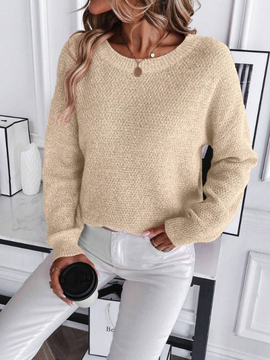 LUNE Solid Color Drop Shoulder Women's Sweater