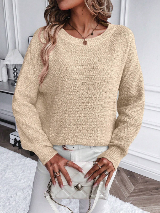 LUNE Solid Color Drop Shoulder Women's Sweater