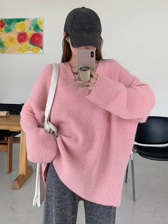 DAZY V-Neck Drop Shoulder Sweater