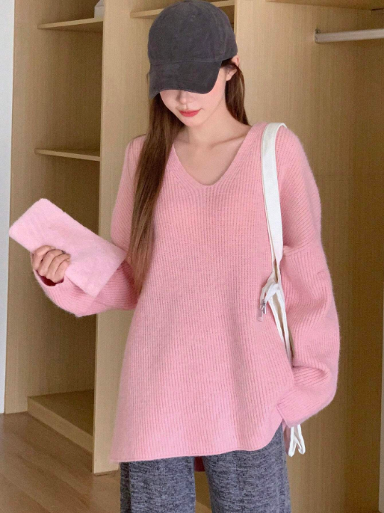 DAZY V-Neck Drop Shoulder Sweater