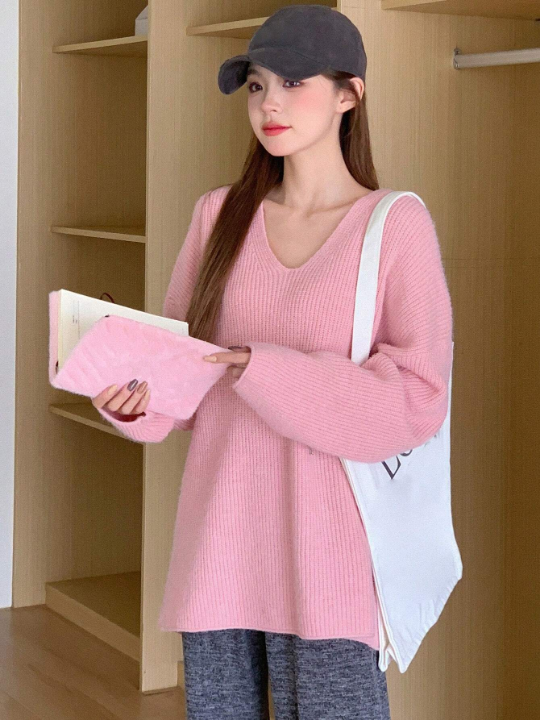 DAZY V-Neck Drop Shoulder Sweater