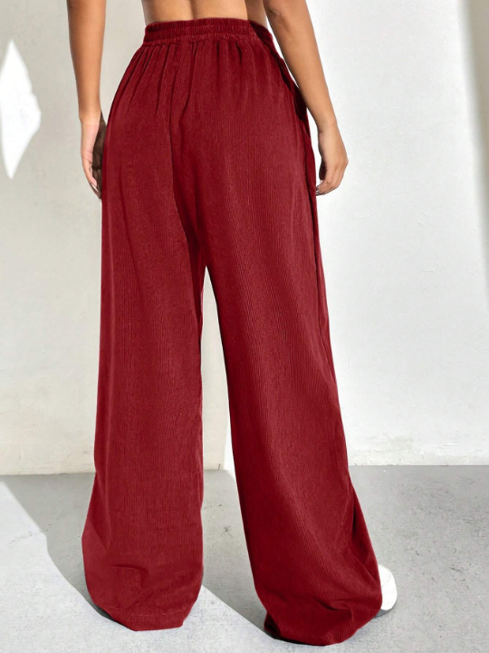 Ladies' Solid Color Wide Leg Pants