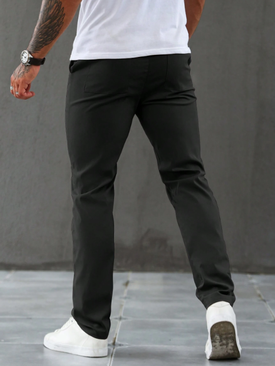 Men's Solid Color Drawstring Slim Fit Long Pants