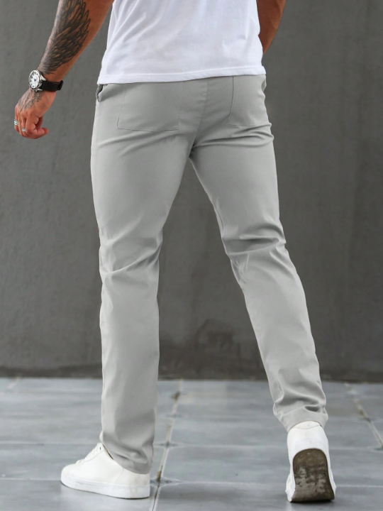 Men's Solid Color Drawstring Slim Fit Long Pants