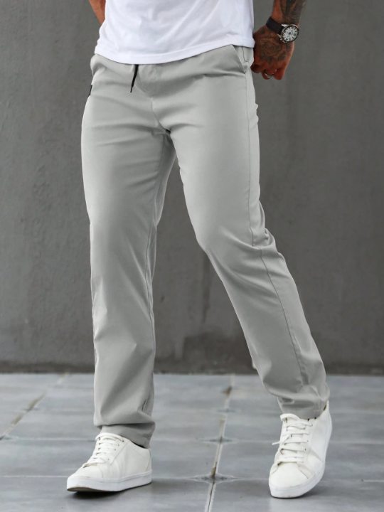 Men's Solid Color Drawstring Slim Fit Long Pants