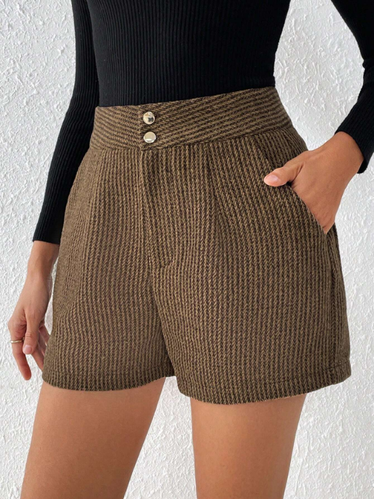 Priv High Waist Shorts With Slanted Pockets